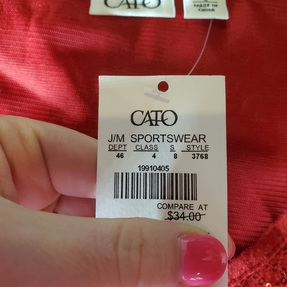 NWT Cato Size Large Women's Red Sequin Fully Lined Tank Top - Picture 6 of 13